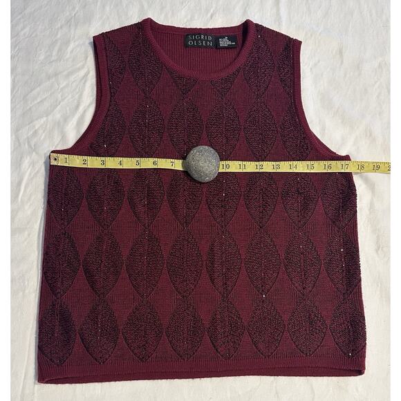 Sigrid Olsen Women’s Size Medium knit tank wool blend Holiday Party Evening Chic - Picture 3 of 5